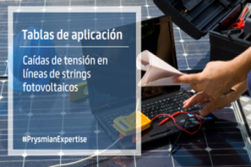 Caídas de tensión en líneas de strings fotovoltaicos. Tablas de aplicación.